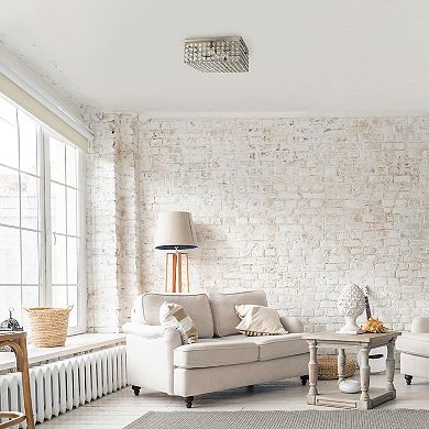 Lalia Home Classix Crystal Glam 12-in. 2-Light Square Flush Mount Ceiling Light