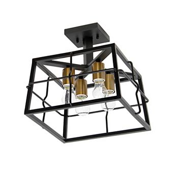 Lalia Home Ironhouse 12.4 in 4-Light Square Semi-Flush Mount Celling Light