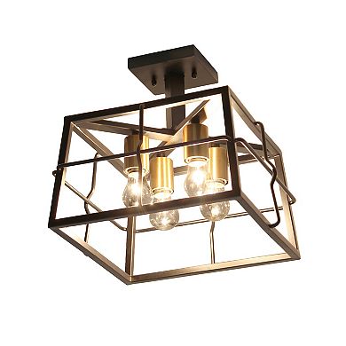 Lalia Home Ironhouse 12.4-in. 4-Light Square Semi-Flush Mount Celling Light