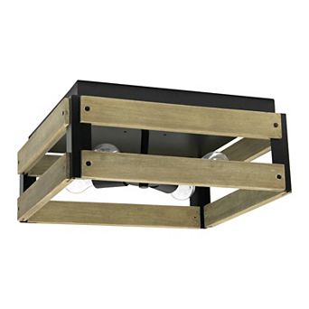 Lalia Home Barnlit 14 in 4-Light Square Wood Flush Mount Ceiling Light