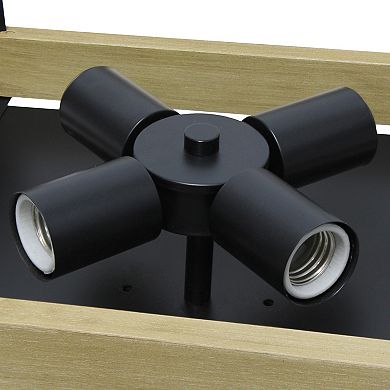 Lalia Home Barnlit 14-in. 4-Light Square Wood Flush Mount Ceiling Light
