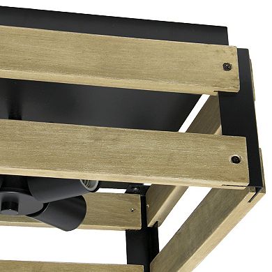 Lalia Home Barnlit 14-in. 4-Light Square Wood Flush Mount Ceiling Light
