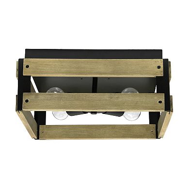 Lalia Home Barnlit 14-in. 4-Light Square Wood Flush Mount Ceiling Light