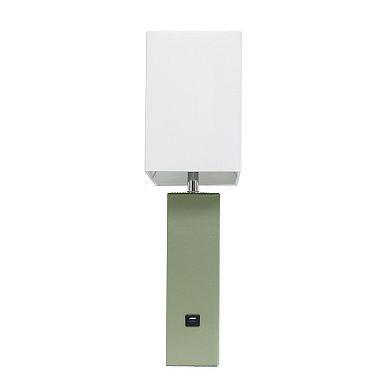 Lalia Home Lexington 21-in. Leather Base Table Lamp with USB Port