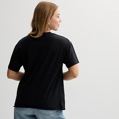 Juniors' Celestial Moon & Flowers Graphic Tee
