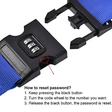 Luggage Straps Suitcase Belts with Buckle, Combination Lock, Adjustable 2Pcs