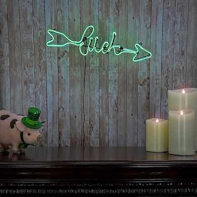 National Tree Company Pre-Lit 2D Green Neon St. Patrick's Day "Luck" Sign