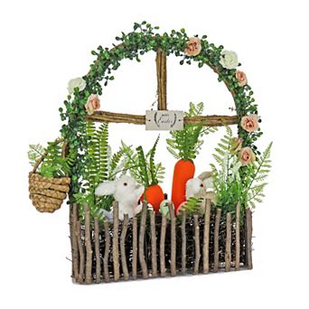 National Tree Company Easter Garden Window Pane with Colorful Eggs, Carrot & Bunny Floor Decor
