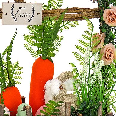 National Tree Company Easter Garden Window Pane with Colorful Eggs, Carrot & Bunny Floor Decor