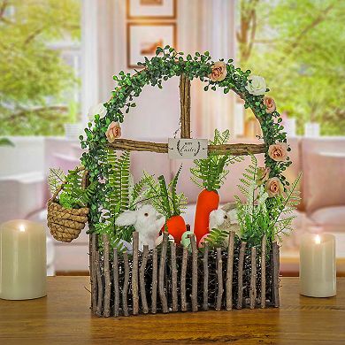 National Tree Company Easter Garden Window Pane with Colorful Eggs, Carrot & Bunny Floor Decor