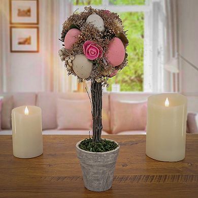 National Tree Company Easter Egg Pink & White Artificial Topiary Floor Decor