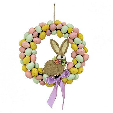 National Tree Company Brown Bunny & Purple Bow Pastel Easter Egg Wreath