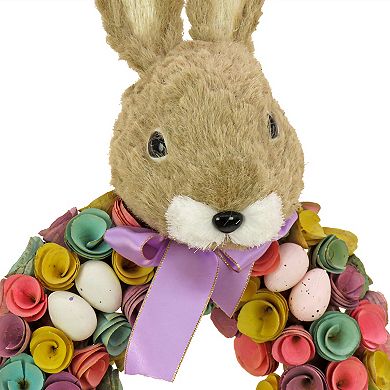 National Tree Company Colorful Eggs Easter Bunny Head Wreath