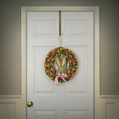 National Tree Company Bunny with Pink Bow Multi Color Wood Curl Wreath