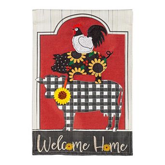 Evergreen Enterprises Farm Friends Patchwork Garden Flag
