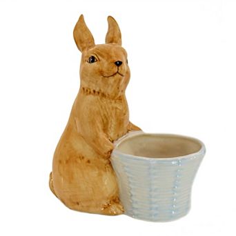 National Tree Company Brown Rabbit with Pot Planter Table Decor