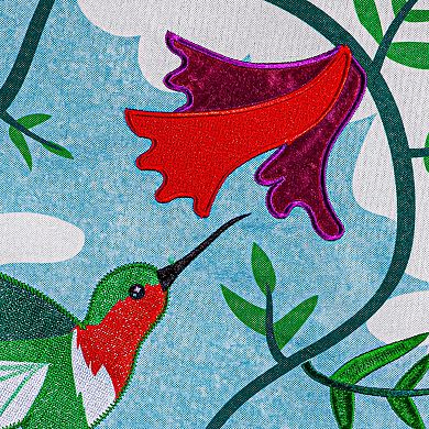 Evergreen Enterprises Patchwork Hummingbird Scene Garden Flag
