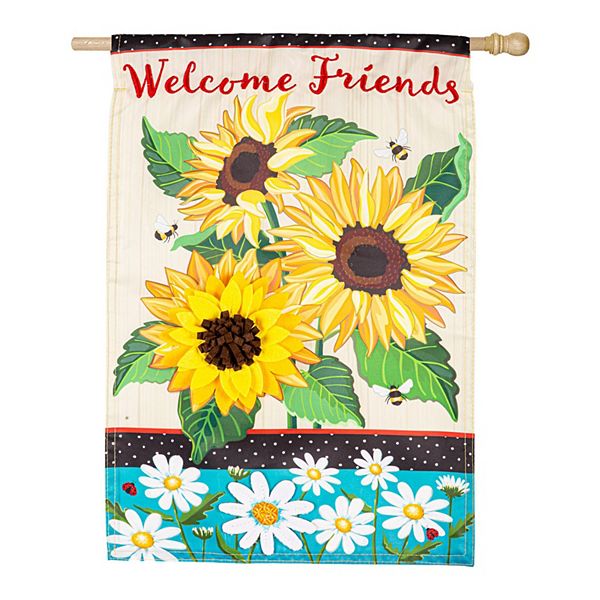 Evergreen Enterprises Sunflowers and Daisies Applique House Flag