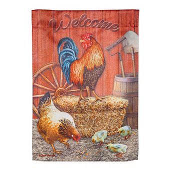 Evergreen Enterprises Chicken in Barn Garden Flag