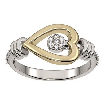 Two Tone Diamond Heart Ring