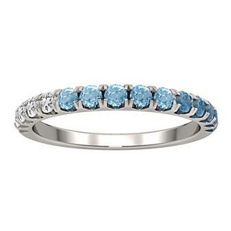 Sterling Silver Blue Topaz Ombre Band Ring