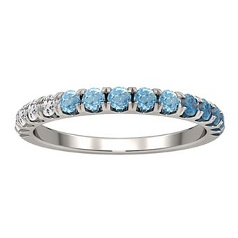 Sterling Silver Blue Topaz Ombre Band Ring