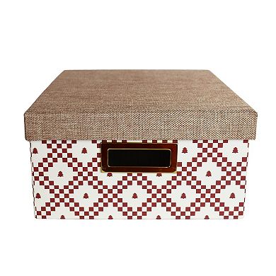 St. Nicholas Square Patterned Burlap Lid Medium Gift Storage Box