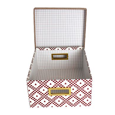 St. Nicholas Square Patterned Burlap Lid Medium Gift Storage Box