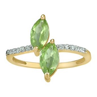 10k Gold Peridot & Diamond Ring