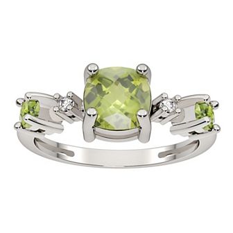 Sterling Silver Peridot 3-Stone Ring