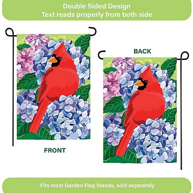 Evergreen Enterprises Red Cardinal and Hydrangeas Applique Garden Flag