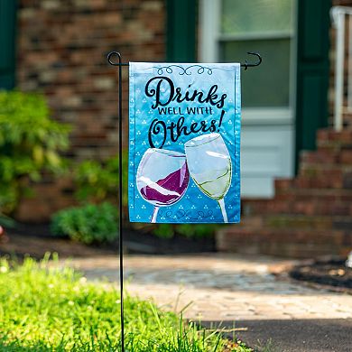 Evergreen Enterprises Drinks Well With Others Applique Garden Flag
