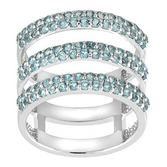 Sterling Silver Blue Topaz Geometric Ring