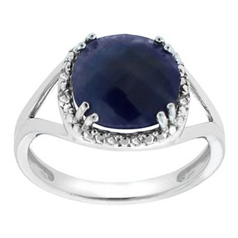 Sterling Silver Sapphire & Diamond Accent Ring