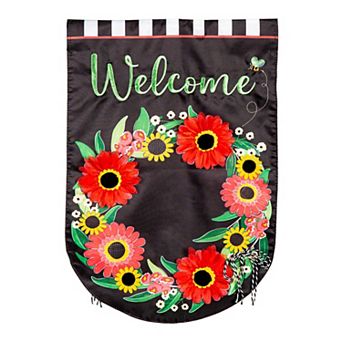 Evergreen Enterprises Welcome Wreath Applique Garden Flag