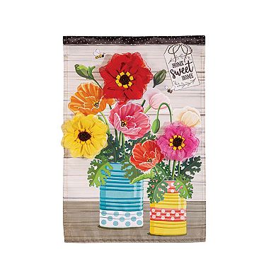 Evergreen Enterprises Poppies and Painted Cans Applique Garden Flag