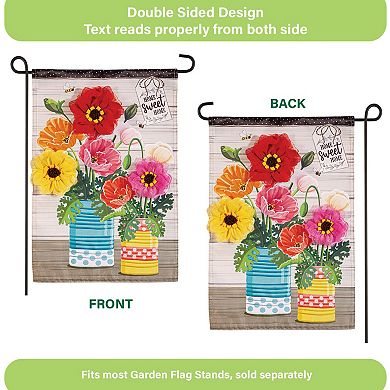 Evergreen Enterprises Poppies and Painted Cans Applique Garden Flag