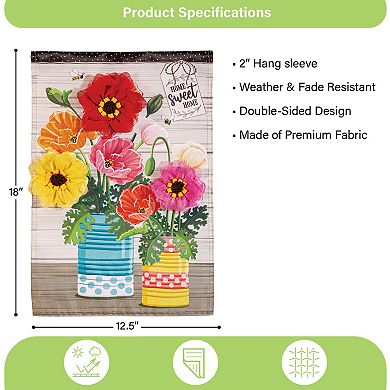 Evergreen Enterprises Poppies and Painted Cans Applique Garden Flag