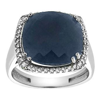 Sterling Silver Sapphire & Diamond Ring