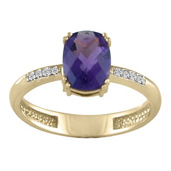 10k Gold Amethyst & Diamond Accent Ring