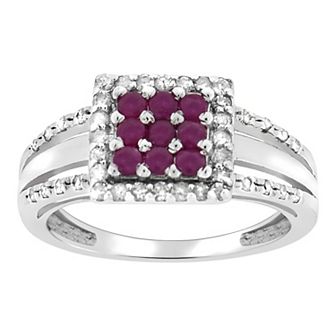 10k White Gold Ruby & Diamond Ring