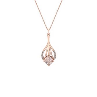 10k Rose Gold Morganite & Diamond Accent Pendant Necklace