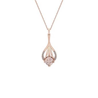 10k Rose Gold Morganite & Diamond Accent Pendant Necklace