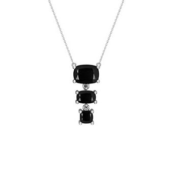 Sterling Silver Graduated Black Onyx Necklace