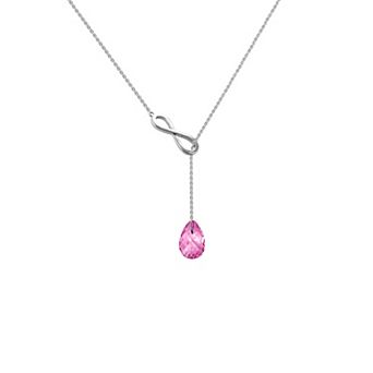Sterling Silver Adjustable Lab-Created Pink Sapphire Infinity Necklace