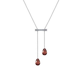 Sterling Silver Adjustable Garnet & Diamond Accent Necklace