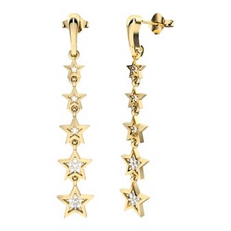 10k Gold Diamond Drop Star Earrings