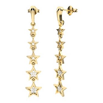 10k Gold Diamond Drop Star Earrings