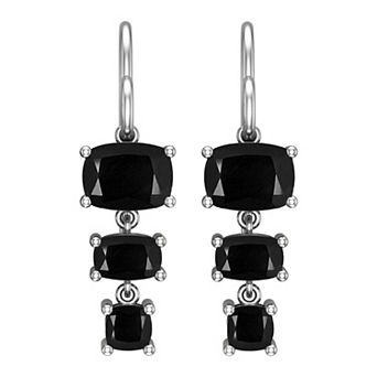 Sterling Silver Graduated Black Onyx Earrings