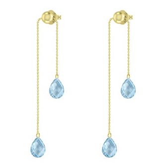 10k Gold Blue Topaz Drop Earrings